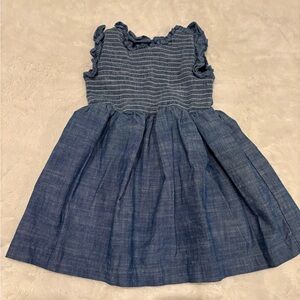 Denim Ruffled Sleeveless Toddler Dress